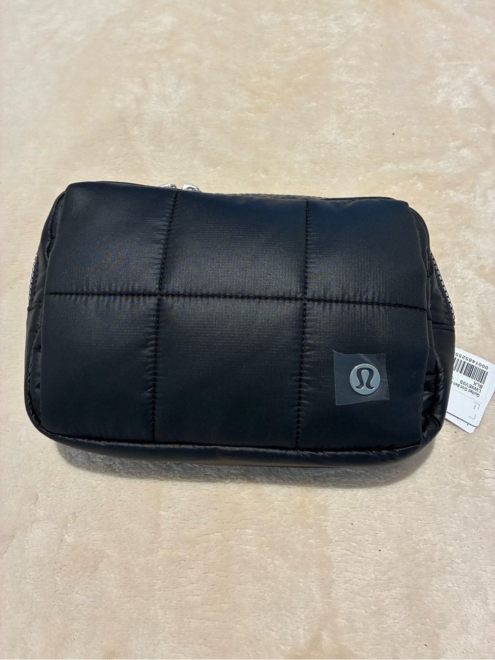 lululemon athletica Black Quilted belt bag with hand warmer